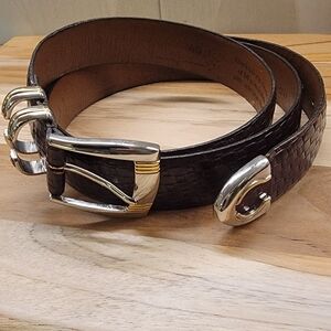 Snake Print Brown Leather Belt 44"